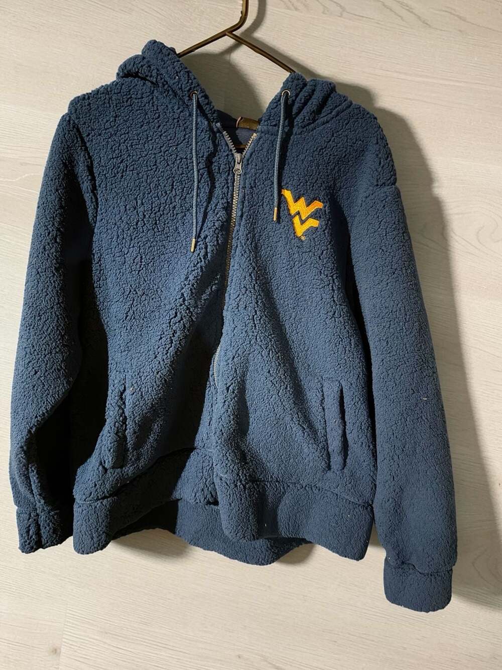 Ultra Game West Virginia Mountaineers Sherpa Full-Zip Hoodie Jacket Blue XL NWT